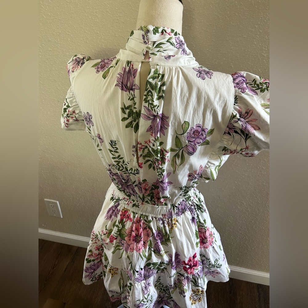 Reset Floral front Wrap mini Dress with Ruffled Sleeves NwT sz S - Picture 4 of 8